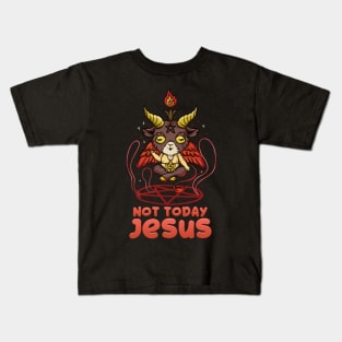 Not Today Jesus T-Shirt Anime Kawaii Baphomet Kids T-Shirt